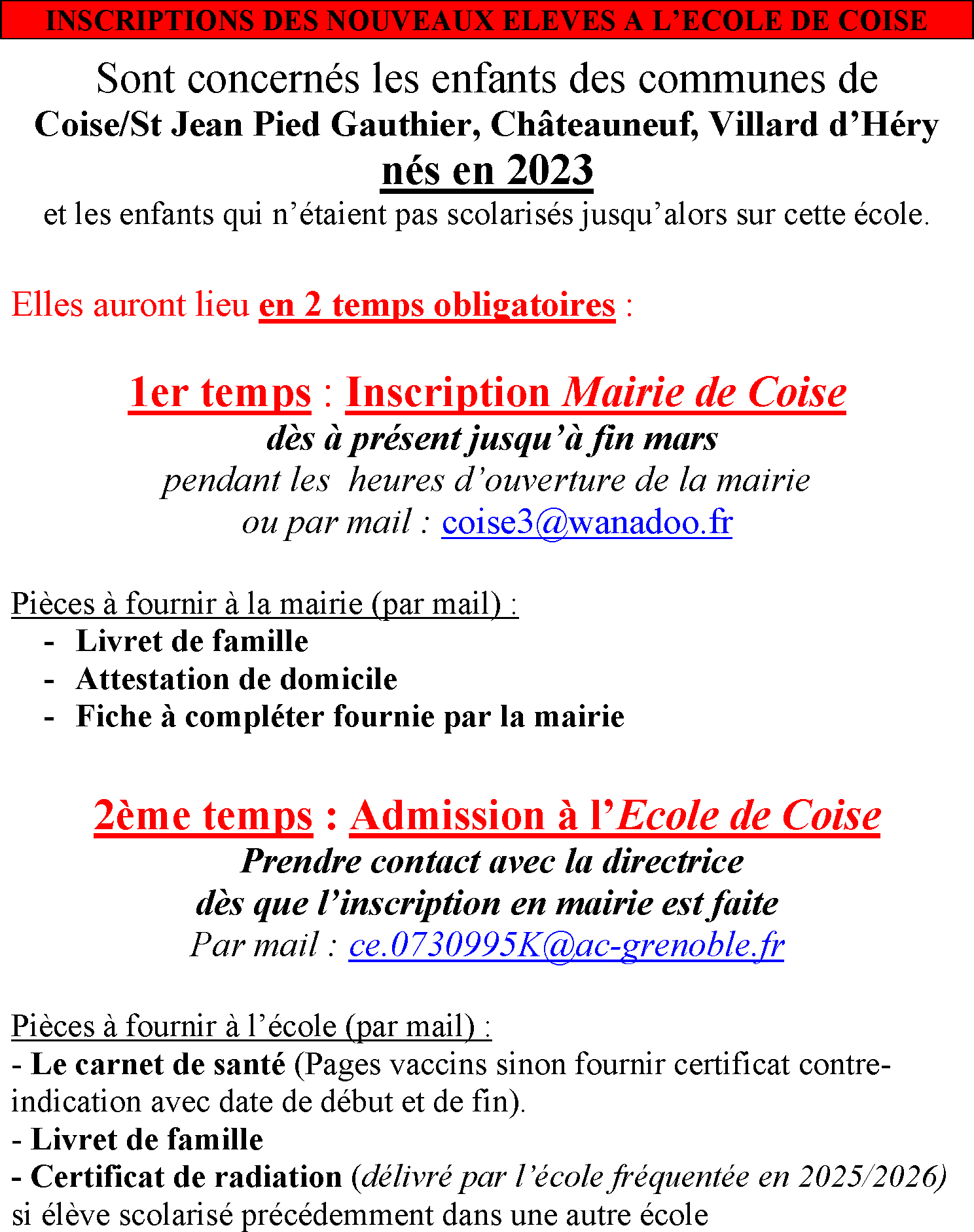 ECOLE inscription Page 1